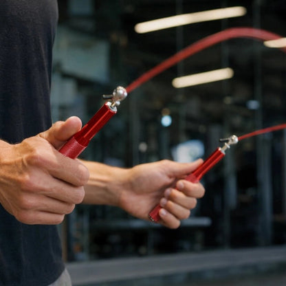 Corde à sauter homme avec poignées antidérapantes en mains
